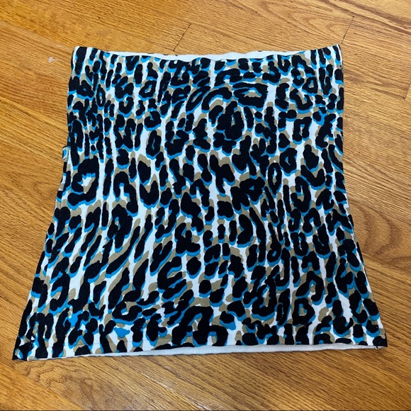 Cache Y2K Animal Print tube top women's size Large sweater material Viscose - Picture 7 of 8
